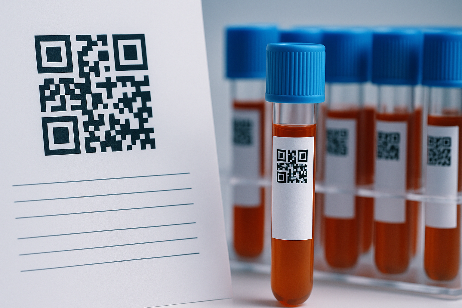 Gloved hands and QR-coded document
